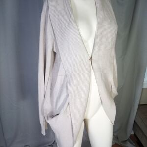 Cream Knit Cape with Flowing Open Front